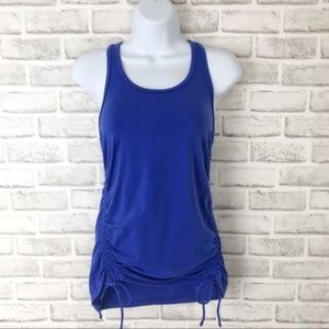 GAP FIT Drawstring Tie Side Ruched Tank Top Purple Royal Blue Active Yoga XS